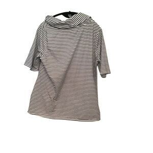 Soft Surroundings Black White Striped Cowl Neck Tunic Sz L